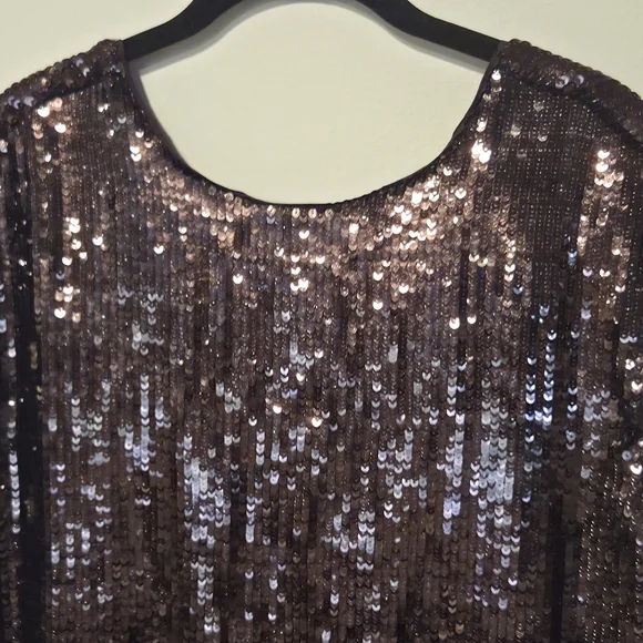 NWT Maeve Anthropologie Sparkling Brown Sequin Mini Dress Size Medium - Picture 2 of 4